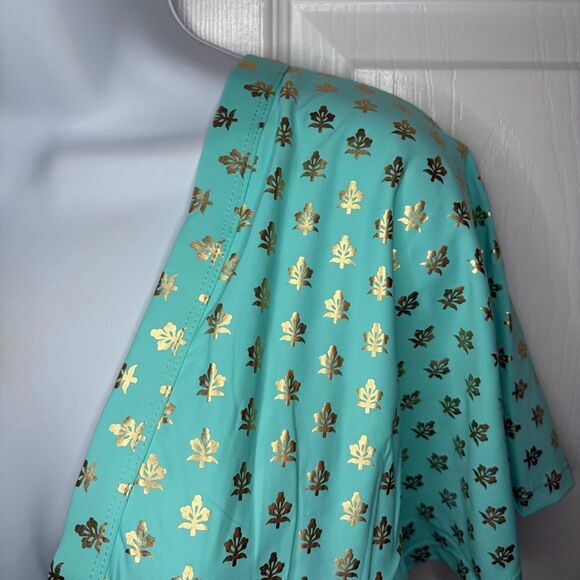 Cabana Life Deep V Flutter Sleeve Maxi Dress Metallic Floral Sea Foam M NWT - Picture 6 of 11